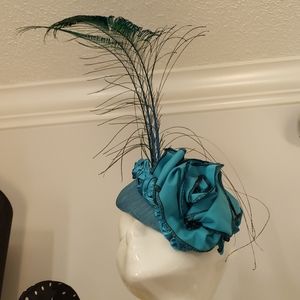 Teal Rosette Fascinator